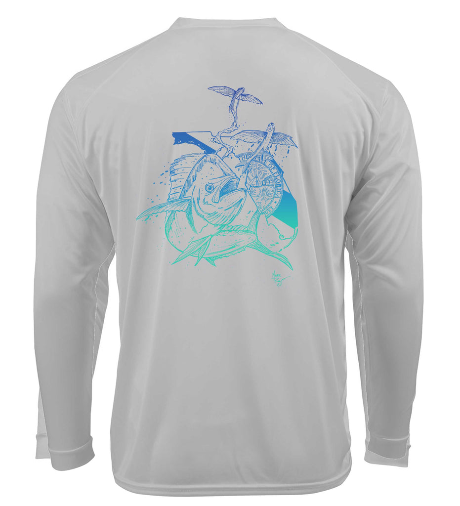 Lobo Lures Florida Mahi Fishing Long Sleeve Performance UPF50+ Dri-fit T-Shirt, Mahi Florida T-Shirt, Mahi T-Shirt, Mahi Performance T-Shirt, Florida Grown, FloGrown, Performance Fishing T-Shirt, mark Ray TShirt, Mens and Womens Fishing t-Shirt, Fishing apparel, Fishing Gift, Fathers Day Gift, Fathers Day Fishing T-shirt