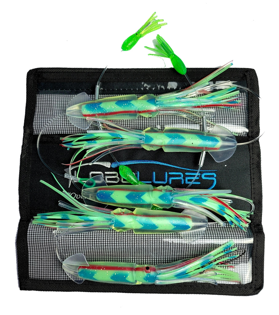 SquidNation Pakula Gamefish 8" Longtail Tuna Flippy-Floppy Thing Daisy Chain Lobo Lures, Pakula Lures Lumo, Glow, Glow Daisy Chain
