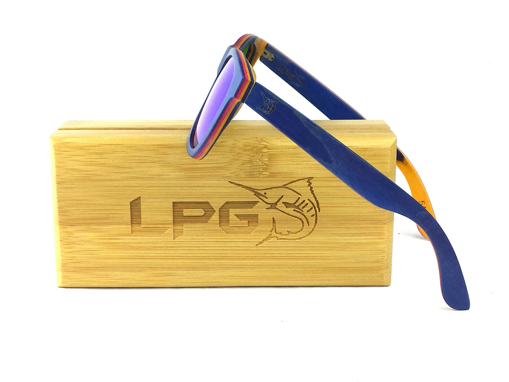 lobo-sportfishing - LPG Apparel Co. BLUE LAGOON Mirrored Polarized Wood Sunglasses - LPG Apparel Co. - Apparel