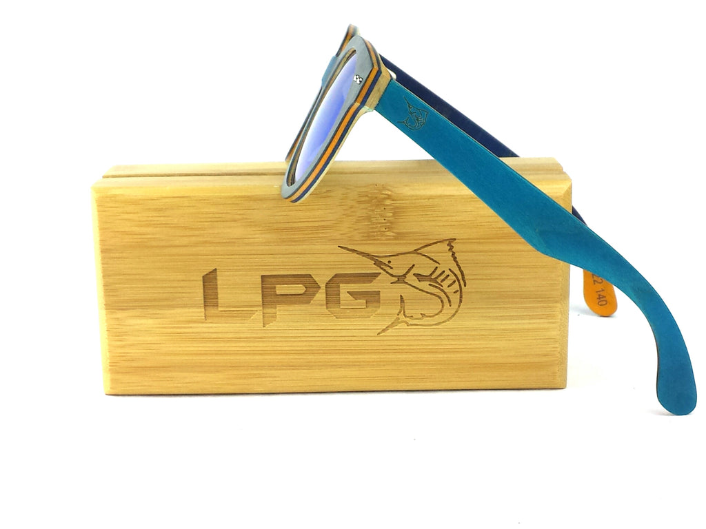 lobo-sportfishing - LPG Apparel Co. BLUE LAGOON Mirrored Polarized Wood Sunglasses - LPG Apparel Co. - Apparel