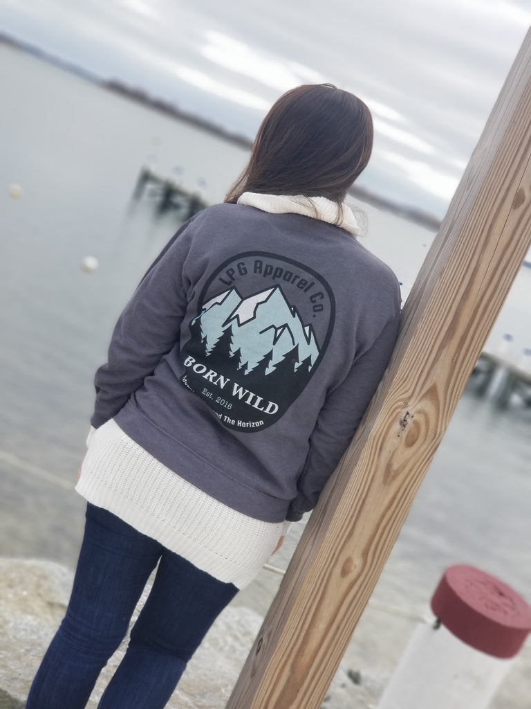 lobo-sportfishing - LPG Apparel Co. Born Wild Outdoors Unisex Crew Neck Sweater - Lobo Lures - 