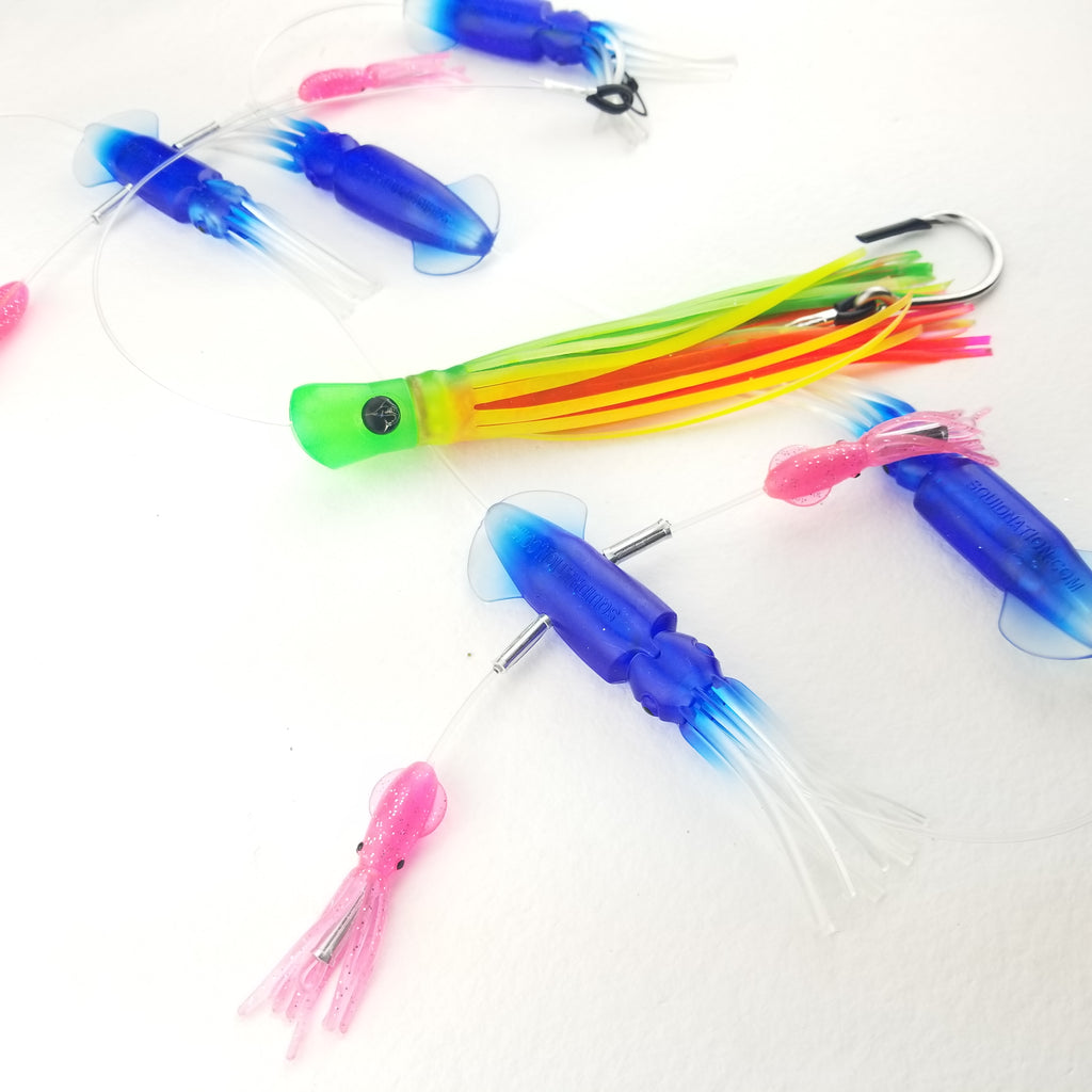 lobo-sportfishing - Lobo Lures #213 Skipjack Hybrid Squidnation Mini Flippy Floppy Gamefish Daisy Chain Combo - Lobo Lures - Daisy Chains
