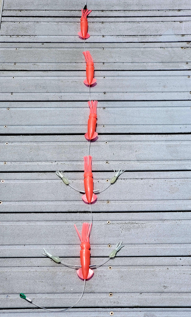 Lobo Lures #240 Super Glow Skipjack Hybird Gamefish 7" Flippy Floppy Daisy Chain! Tuna fishing lure, tuna daisy chain, tuna lures, glow lure, glow lures, big game lures, squidnation flippy floppy s