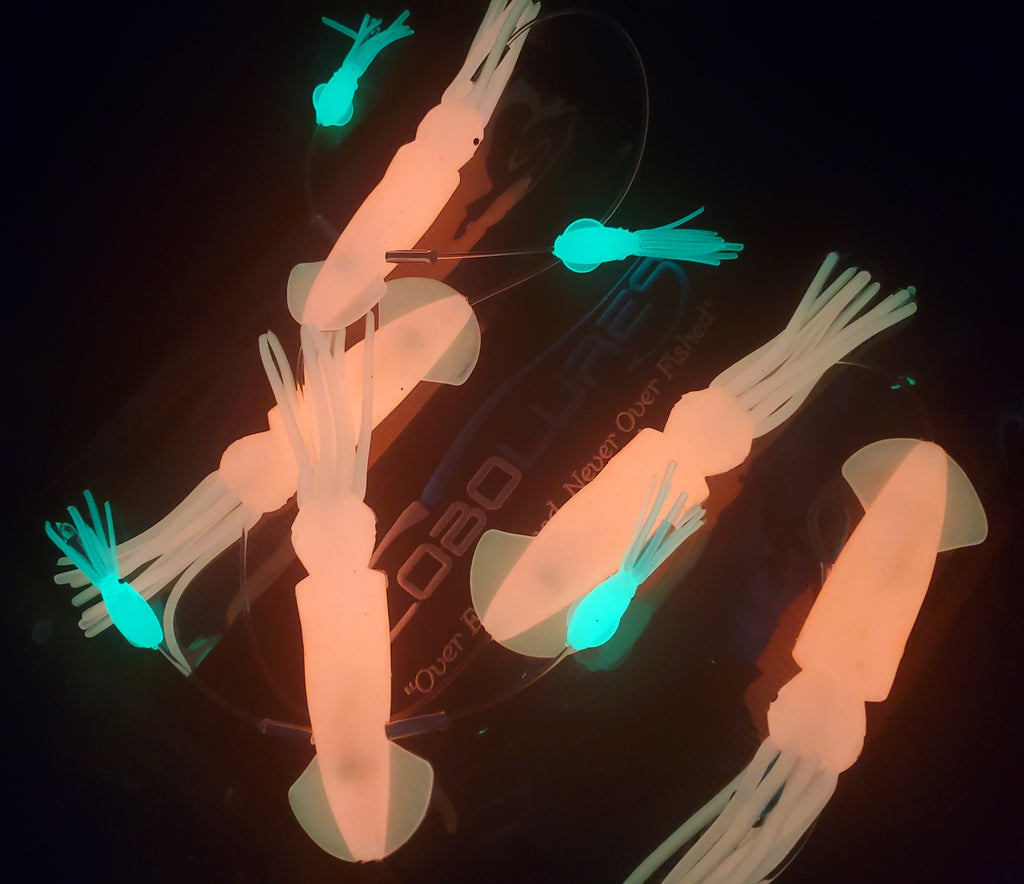 SquidNation Northeast Canyon Candy Super Glow 7" Gamefish Medium Tuna Flippy-Floppy Thing Daisy Chain Bigeye tuna teaser