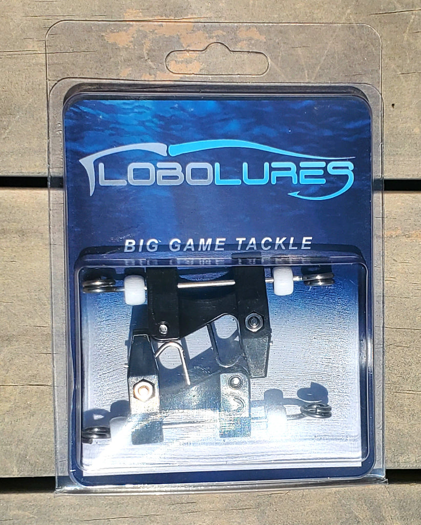 Lobo Lures Release outrigger Clips these are thru-wire outrigger clips downrigger clip, flat-line clip, kite fishing kite clip