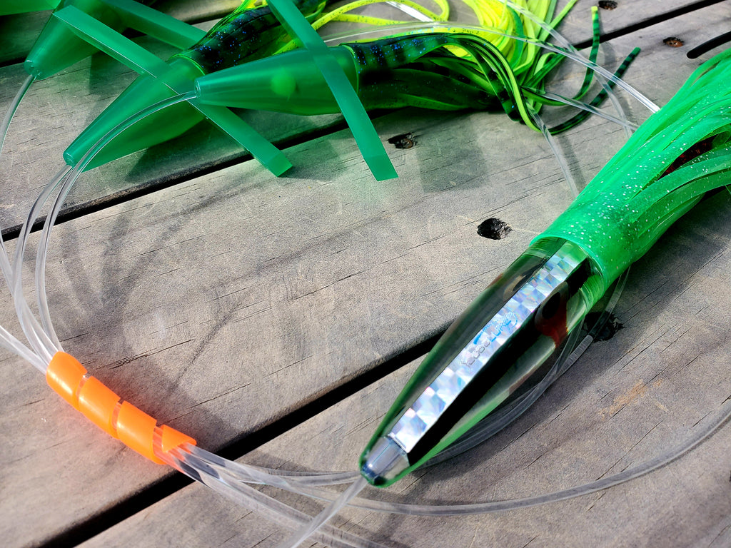 Lobo Lures #222 Green Machine Tuna Bullet Commotion Splash Daisy Chain Tuna Daisy Chain, Tuna Lures, Bost Lures, Black Bart Lures, Chatter, Sterling Tackle