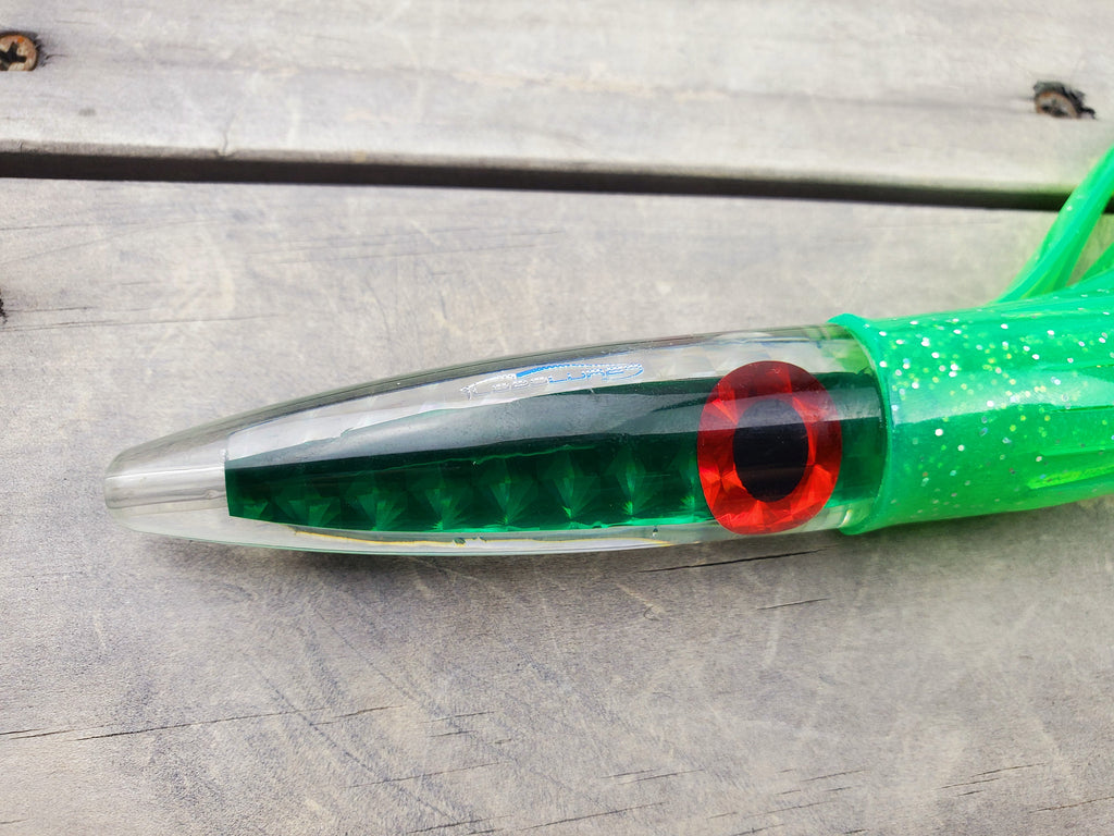 Lobo Lures #32 Green Machine Bullet 12" Trolling Lure Tuna lures,tuna Tackle, Trolling Lures