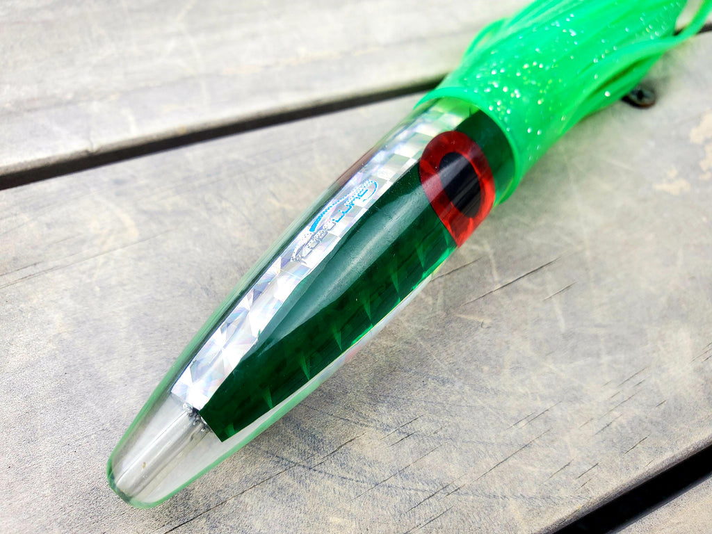 Lobo Lures #32 Green Machine Bullet 12" Trolling Lure Tuna lures,tuna Tackle, Trolling Lures