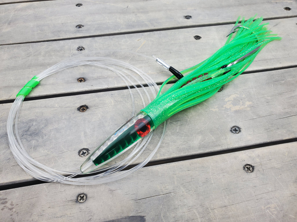 Lobo Lures #32 Green Machine Bullet 12" Trolling Lure Tuna lures,tuna Tackle, Trolling Lures