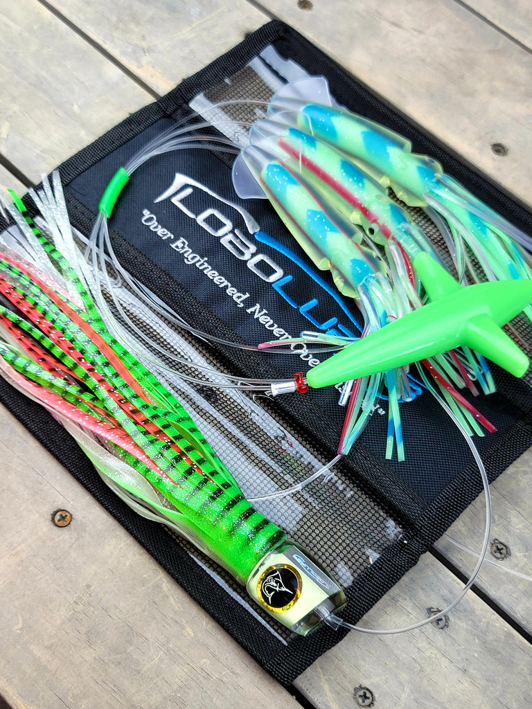 Lobo Lures #225 Pelagic Magic & Squidnation LUMO Super Glow Daisy Chain, Pakula Lures, Pakula Lumo, Pakula Glow, Glow Lures, Tuna Lures, Tuna Lure, Marlin Lure, Bigeye glow Lure