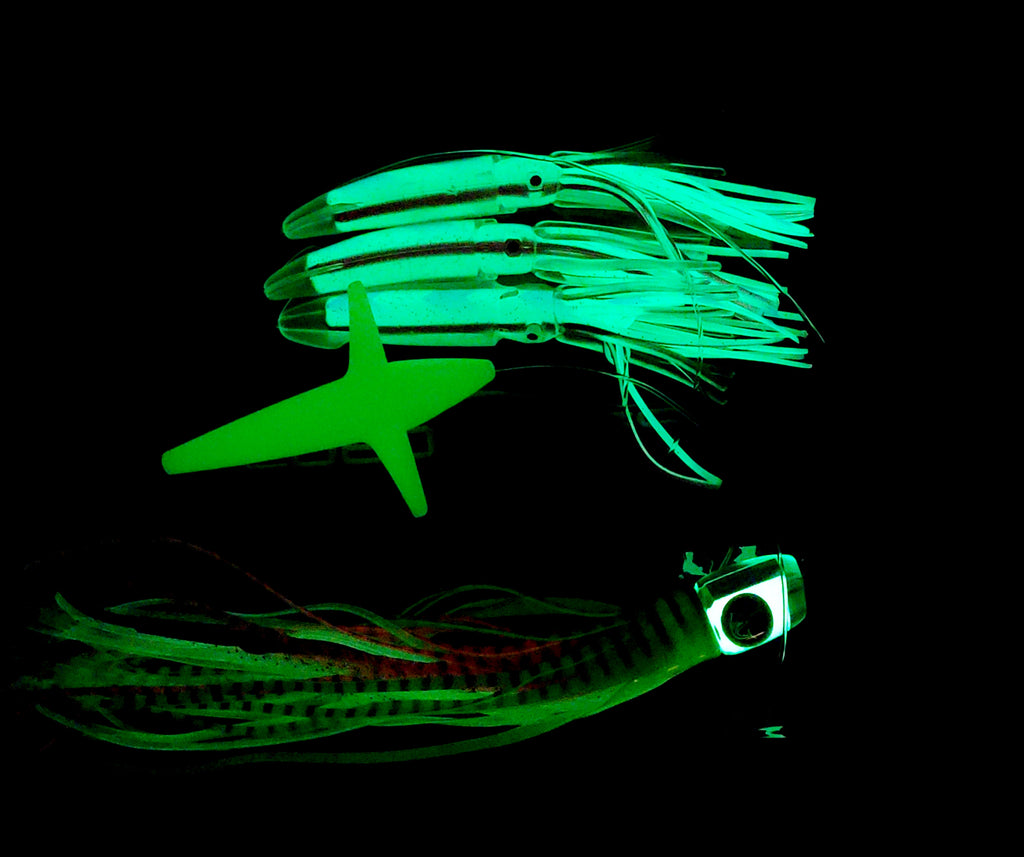Lobo Lures #225 Pelagic Magic & Squidnation LUMO Super Glow Daisy Chain, Pakula Lures, Pakula Lumo, Pakula Glow, Glow Lures, Tuna Lures, Tuna Lure, Marlin Lure, Bigeye glow Lure
