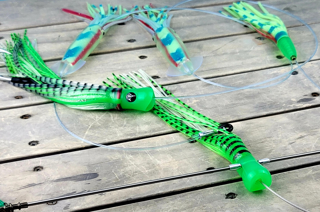 Lobo Lures #311 Super Glow Skipjack Hybrid UV  18" Titanium Spreader Bar Chain, Sterling Tackle, Spreader Bars, Tuna Lures, Tuna Fishing, Bost Lures, Black Bart Lures, Chatter, Skipjack Hybrid, Squidnation, Pakula, LUMO LURES, LUMO, Squid Nation, Flippy Floppy