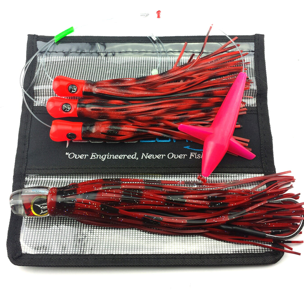 Lobo Lures #200 Skipjack Hybrid Series Splash Big Game Daisy Chain, Big Game Fishing, Big Game Fishing Tackle, Tuna Lures, Marlin Lures, White Marlin lures, TN Tackle, Fathom, BOST Lures, in  Green Mackerel ANd Black Rainbow, Blue Marlin Lure, Sailfish Lure in Red Devil
