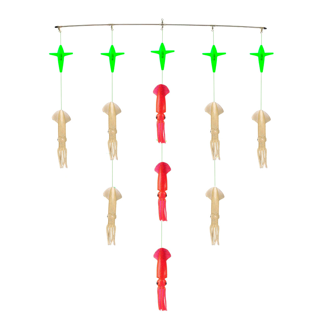 Lobo Lures 36" Titanium Moldcraft Super Glow 9" Squid Bar Bigeye Tuna Spreader Bar, Sterling Tackle, Sterling Spreader Bar, Squidnation Spreader bar, Glow in the dark Spreader Bar
