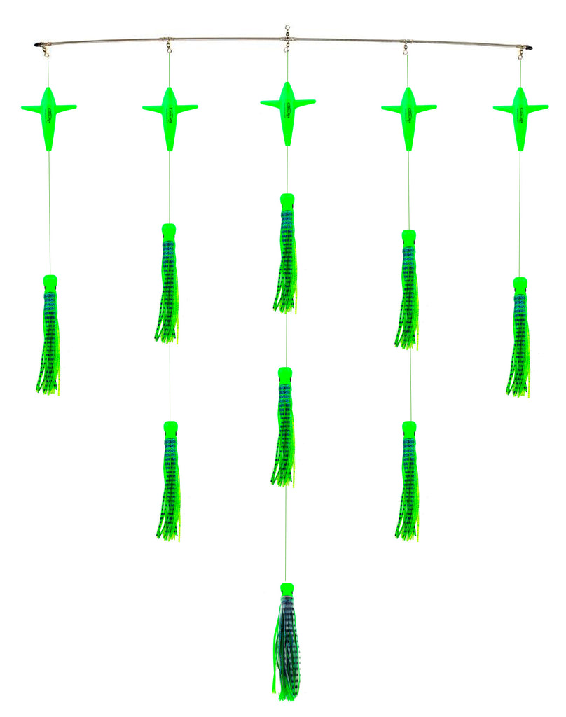 lobo-sportfishing - Lobo Lures 36" Skipjack UV Hybrid Green Mackerel Splash Spreader Bar - Lobo Lures - 