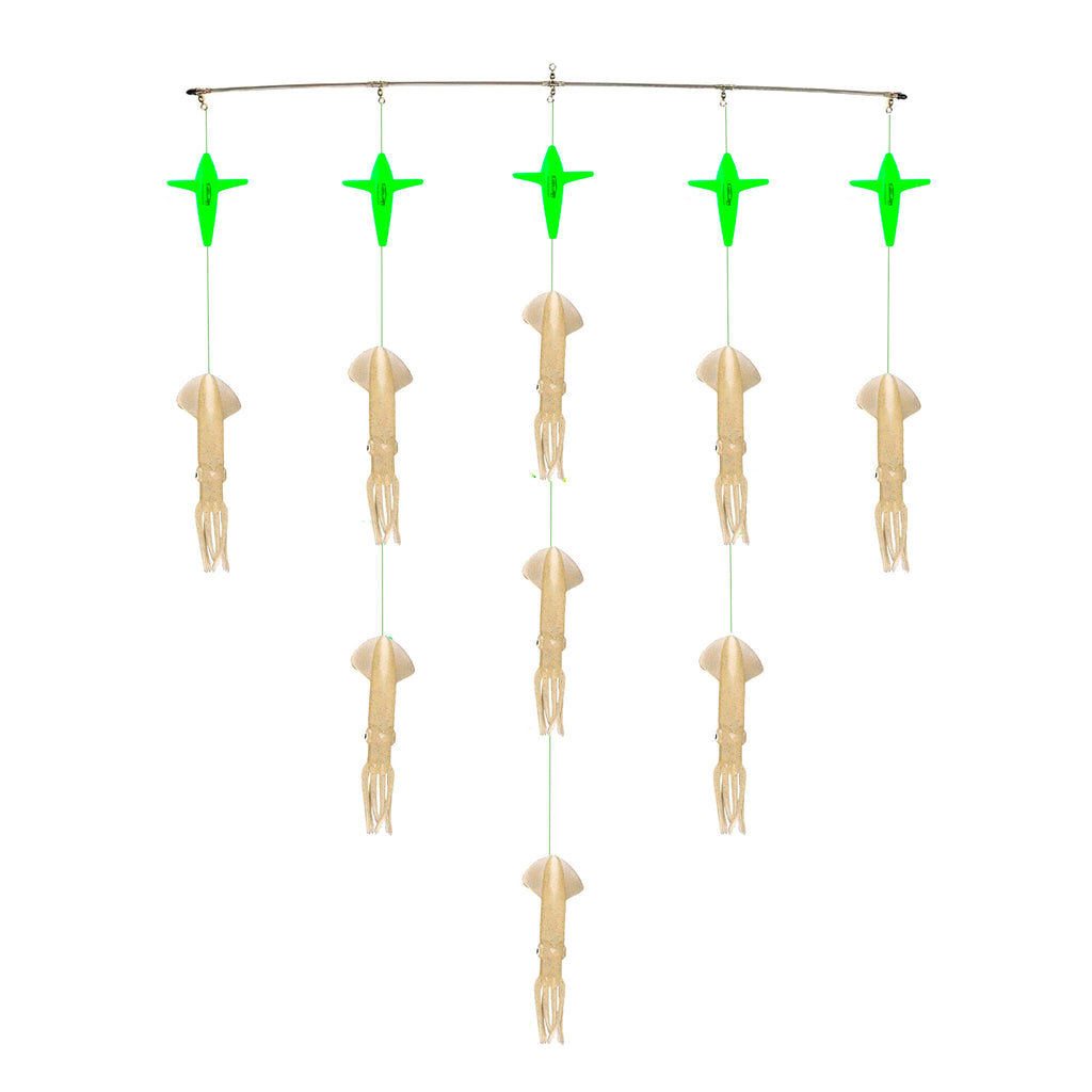 Lobo Lures 36" Titanium Moldcraft Super Glow 9" Squid Bar Bigeye Tuna Spreader Bar, Sterling Tackle, Sterling Spreader Bar, Squidnation Spreader bar, Glow in the dark Spreader Bar