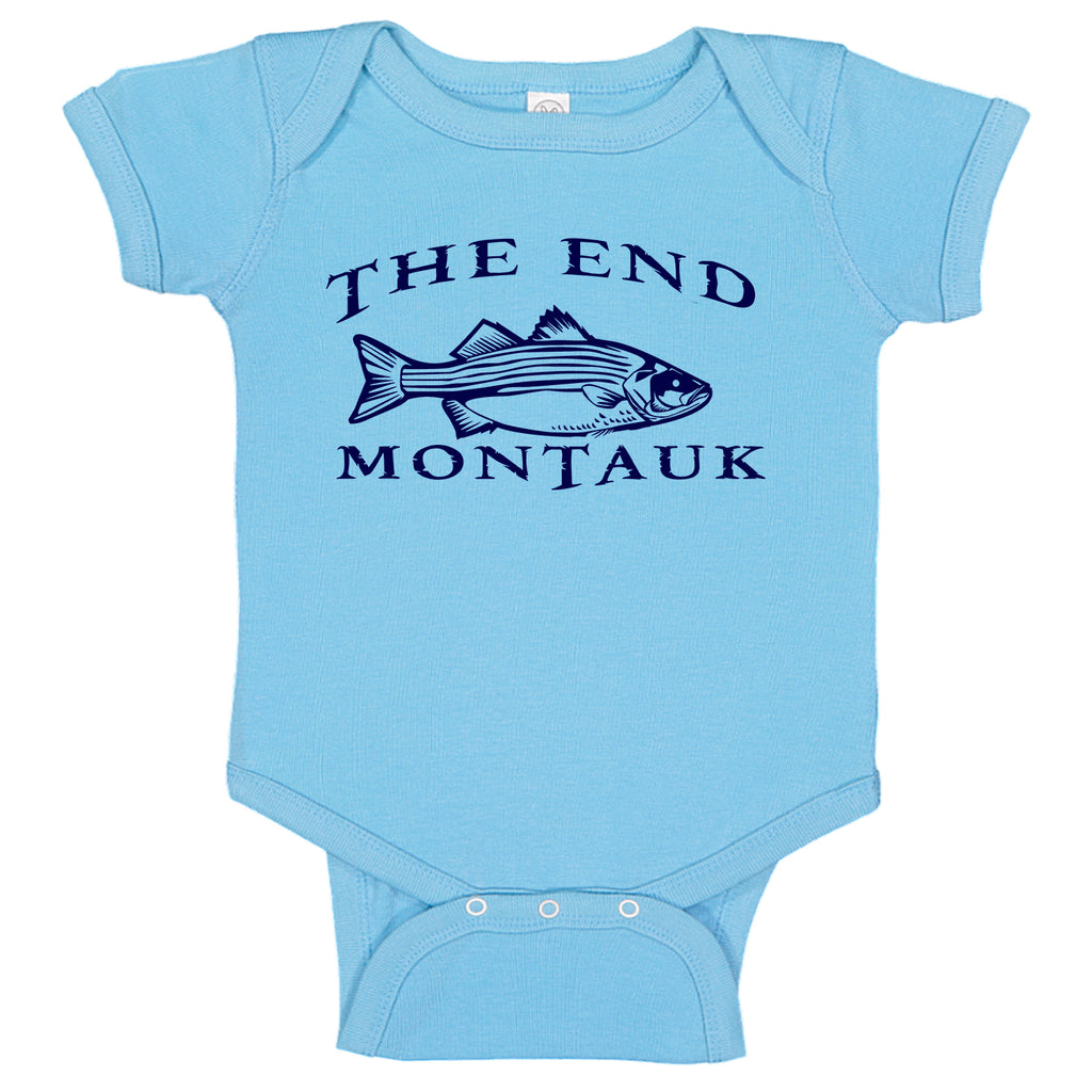 LPG Apparel Co. THE END MONTAUK Bass Fishing Cotton Baby Bodysuit Bass Fishing Baby Onesie, lobo Lures onesie, Ink Trendz Onesies, Fishing onesies, Montauk Onesies, Coastal Onesies, Fishing Baby Onesies, Baby boys onesie, Baby boys Fishing Onesie