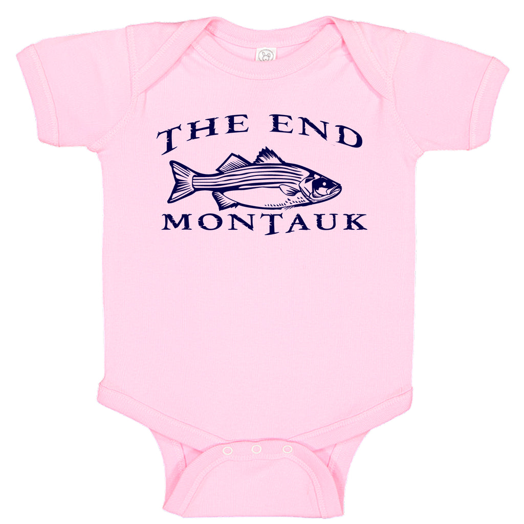 LPG Apparel Co. THE END MONTAUK Bass Fishing Cotton Baby Bodysuit Bass Fishing Baby Onesie, lobo Lures onesie, Ink Trendz Onesies, Fishing onesies, Montauk Onesies, Coastal Onesies, Fishing Baby Onesies, Baby Girls onesie, Baby Girls Fishing Onesie