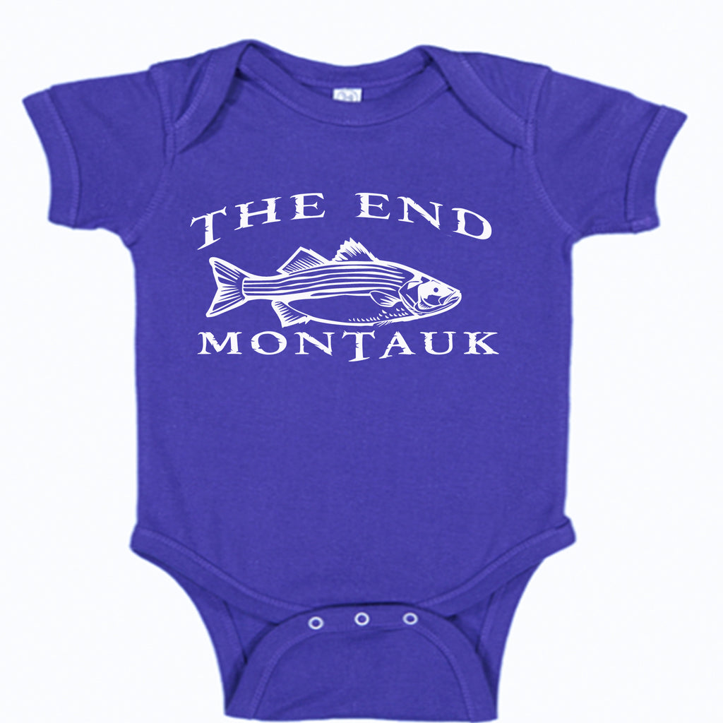 LPG Apparel Co. THE END MONTAUK Bass Fishing Cotton Baby Bodysuit Bass Fishing Baby Onesie, lobo Lures onesie, Ink Trendz Onesies, Fishing onesies, Montauk Onesies, Coastal Onesies, Fishing Baby Onesies, Baby Girls onesie, Baby Girls Fishing Onesie